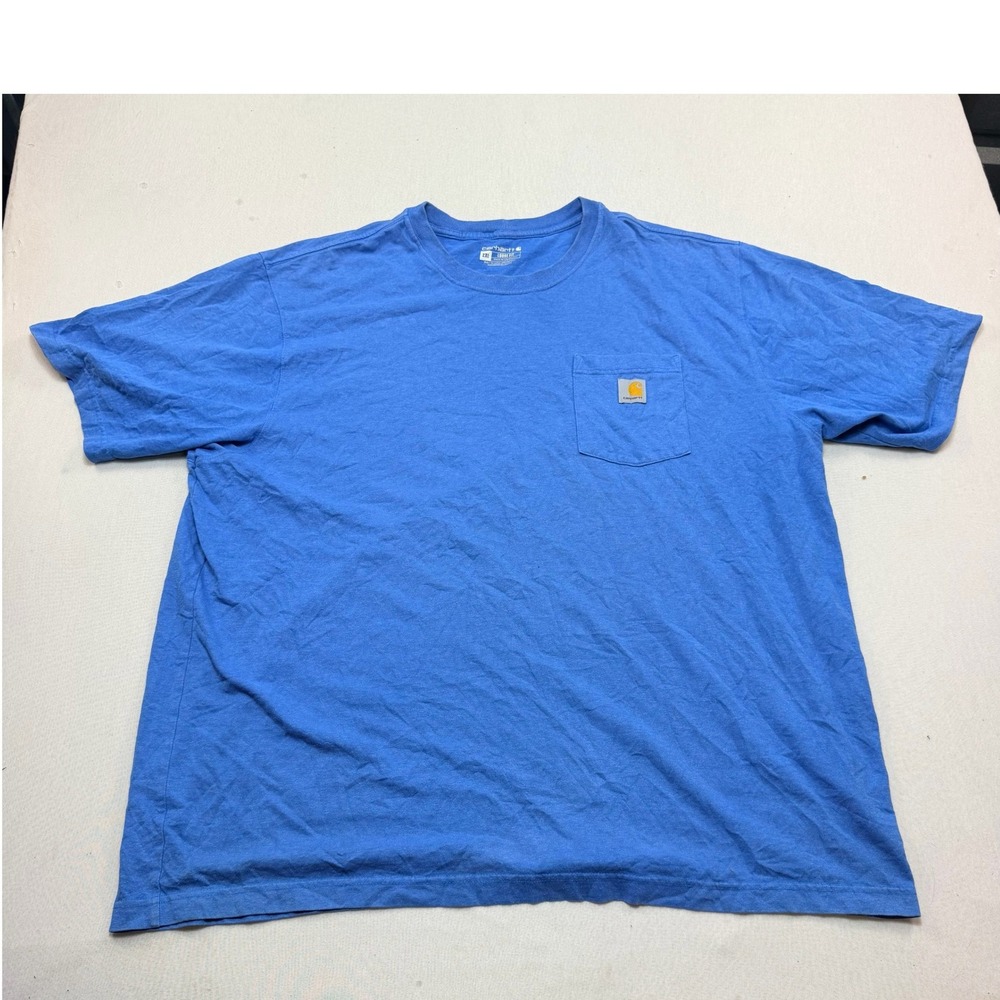 Carhartt Pocket T-Shirt Mens 2XL Blue Excellent Loose Fit Short Sleeve Tee